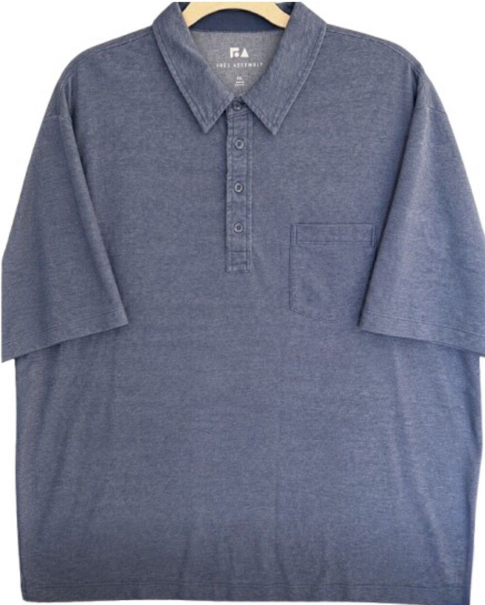 Free Assembly Mens 3XL Blue Polo Shirt Cotton Blend Short Sleeve Pocket Casual